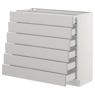 SEKTION Base cabinet/6 fronts/6 low drawers, white Maximera/Lerhyttan light gray, 36x15x30 "