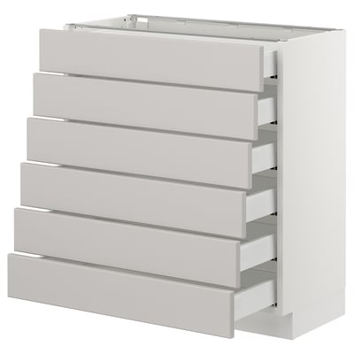 SEKTION Base cabinet/6 fronts/6 low drawers, white Maximera/Lerhyttan light gray, 30x15x30 "