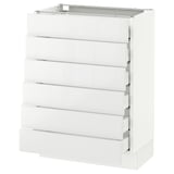 SEKTION Base cabinet/6 fronts/6 low drawers, white Maximera/Ringhult white, 24x15x30 "