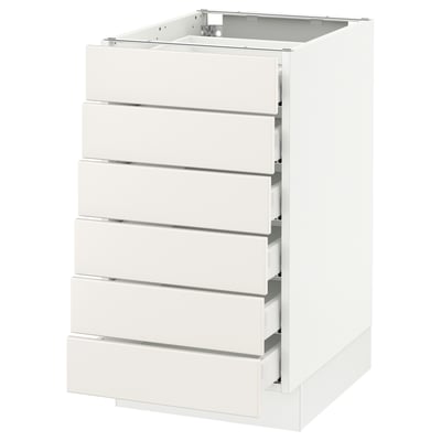 SEKTION Base cabinet/6 fronts/6 low drawers, white Maximera/Veddinge white, 18x24x30 "