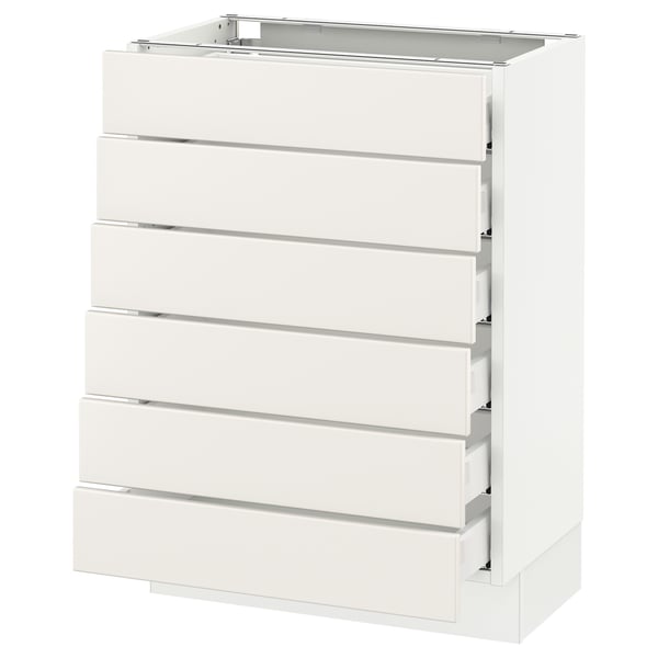 SEKTION Base cabinet/6 fronts/6 low drawers, white Maximera/Veddinge white, 24x15x30 "