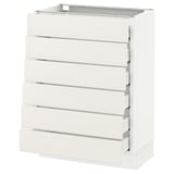 SEKTION Base cabinet/6 fronts/6 low drawers, white Maximera/Veddinge white, 24x15x30 "