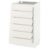 SEKTION Base cabinet/6 fronts/6 low drawers, white Maximera/Veddinge white, 18x15x30 "