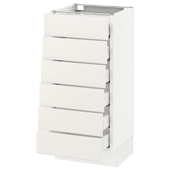 SEKTION Base cabinet/6 fronts/6 low drawers, white Maximera/Veddinge white, 15x15x30 "
