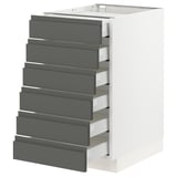 SEKTION Base cabinet/6 fronts/6 low drawers, white Maximera/Voxtorp dark gray, 18x24x30 "