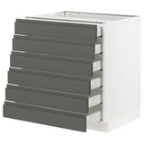 SEKTION Base cabinet/6 fronts/6 low drawers, white Maximera/Voxtorp dark gray, 30x24x30 "