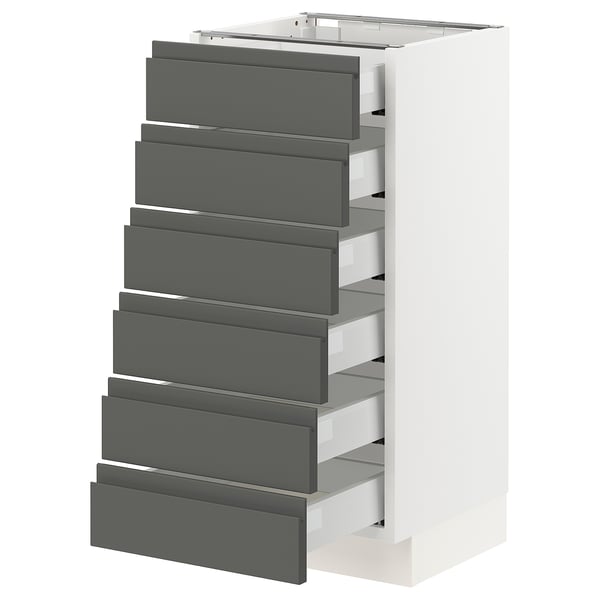 SEKTION Base cabinet/6 fronts/6 low drawers, white Maximera/Voxtorp dark gray, 15x15x30 "