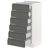SEKTION Base cabinet/6 fronts/6 low drawers, white Maximera/Voxtorp dark gray, 15x15x30 "