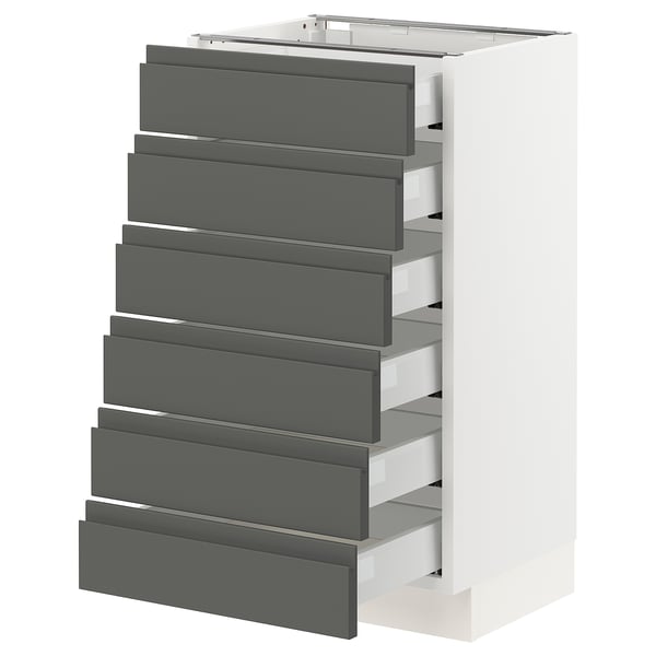 SEKTION Base cabinet/6 fronts/6 low drawers, white Maximera/Voxtorp dark gray, 18x15x30 "