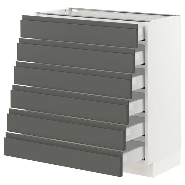 SEKTION Base cabinet/6 fronts/6 low drawers, white Maximera/Voxtorp dark gray, 30x15x30 "