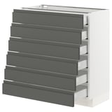 SEKTION Base cabinet/6 fronts/6 low drawers, white Maximera/Voxtorp dark gray, 30x15x30 "