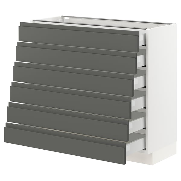 SEKTION Base cabinet/6 fronts/6 low drawers, white Maximera/Voxtorp dark gray, 36x15x30 "