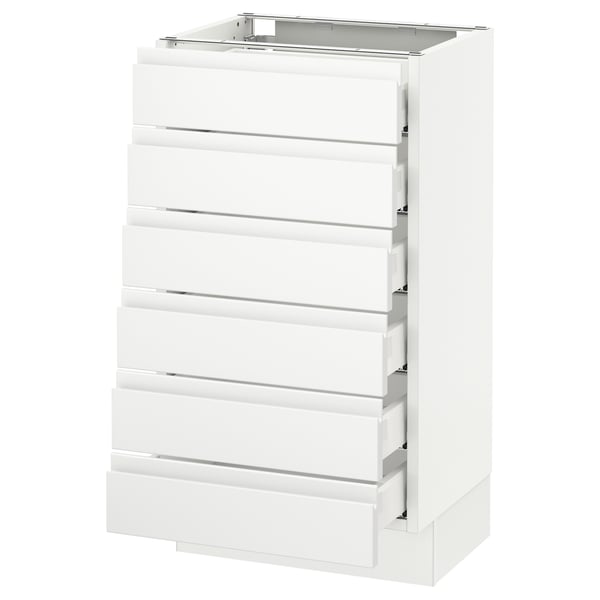 SEKTION Base cabinet/6 fronts/6 low drawers, white Maximera/Voxtorp matte white, 18x15x30 "