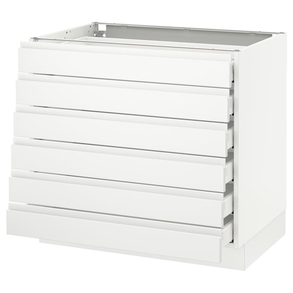 SEKTION Base cabinet/6 fronts/6 low drawers, white Maximera/Voxtorp matte white, 36x24x30 "