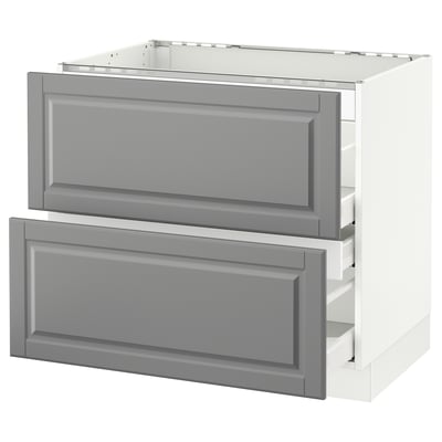 SEKTION Base cabinet f/cooktop w/3 drawers, white Maximera/Bodbyn gray, 36x24x30 "