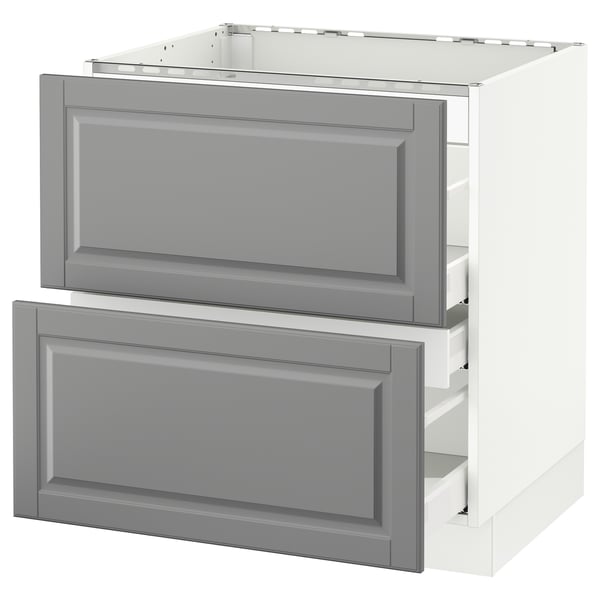 SEKTION Base cabinet f/cooktop w/3 drawers, white Maximera/Bodbyn gray, 30x24x30 "