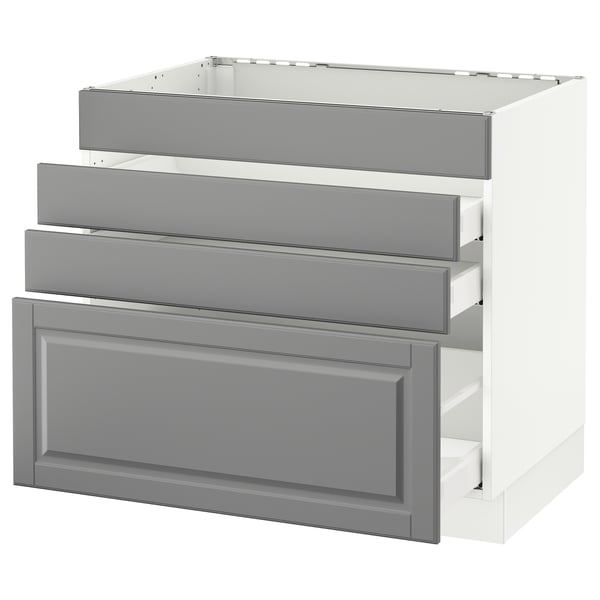 SEKTION Base cabinet f/cooktop w/3 drawers, white Maximera/Bodbyn gray, 36x24x30 "