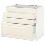 SEKTION Base cabinet f/cooktop w/3 drawers, white Maximera/Bodbyn off-white, 36x24x30 "