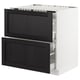 SEKTION Base cabinet f/cooktop w/3 drawers, white Maximera/Lerhyttan black stained, 30x24x30 "