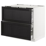 SEKTION Base cabinet f/cooktop w/3 drawers, white Maximera/Lerhyttan black stained, 36x24x30 "
