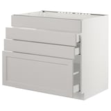 SEKTION Base cabinet f/cooktop w/3 drawers, white Maximera/Lerhyttan light gray, 36x24x30 "