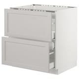 SEKTION Base cabinet f/cooktop w/3 drawers, white Maximera/Lerhyttan light gray, 30x24x30 "