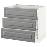 SEKTION Base cabinet f/cooktop w/3drawers, white Maximera/Bodbyn gray, 36x24x30 "