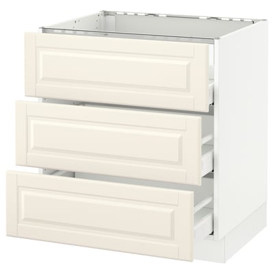 SEKTION Base cabinet f/cooktop w/3drawers, white Maximera/Bodbyn off-white, 30x24x30 "