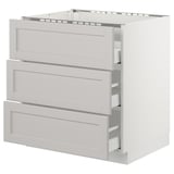 SEKTION Base cabinet f/cooktop w/3drawers, white Maximera/Lerhyttan light gray, 30x24x30 "
