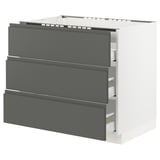 SEKTION Base cabinet f/cooktop w/3drawers, white Maximera/Voxtorp dark gray, 36x24x30 "