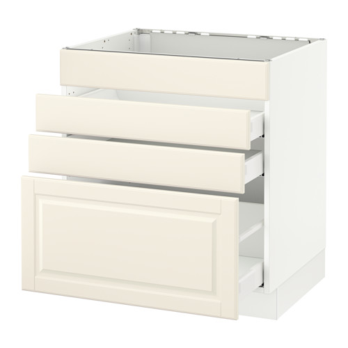 SEKTION Base f/cooktop w/3 drawers Ma, Bodbyn offwhite