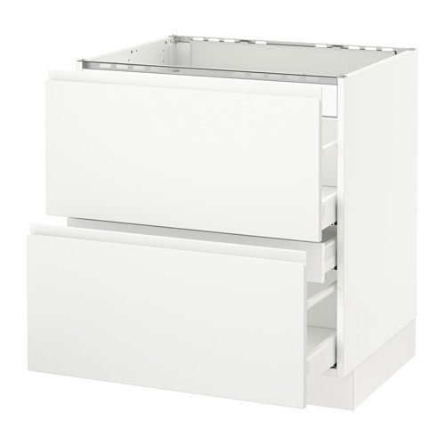 SEKTION Base f/cooktop w/3 drawers Ma, Voxtorp matt white