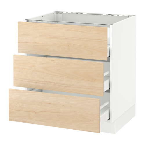 SEKTION Base f/cooktop w/3drawers Ma, Askersund light ash