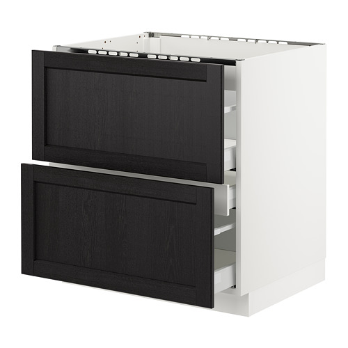 SEKTION Base f/cooktop w/3 drawers Ma, Lerh black stained