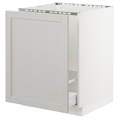 SEKTION Base cabinet f/sink & recycling, white Maximera/Lerhyttan light gray, 24x24x30 "