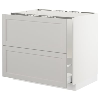 SEKTION Base cabinet f/sink & recycling, white Maximera/Lerhyttan light gray, 36x24x30 "