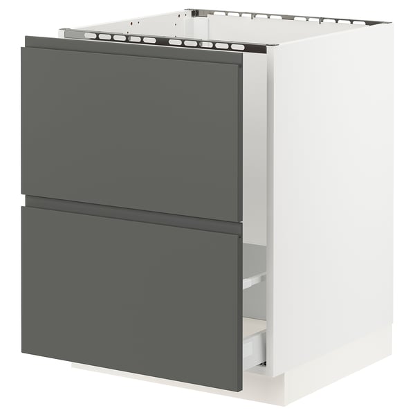 SEKTION Base cabinet f/sink & recycling, white Maximera/Voxtorp dark gray, 24x24x30 "