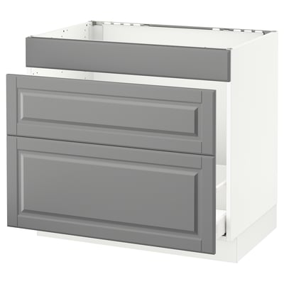 SEKTION Base cabinet f/sink & waste sorting, white Maximera/Bodbyn gray, 36x24x30 "
