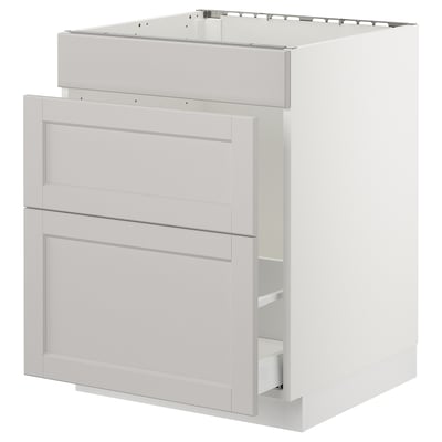 SEKTION Base cabinet f/sink & waste sorting, white Maximera/Lerhyttan light gray, 24x24x30 "