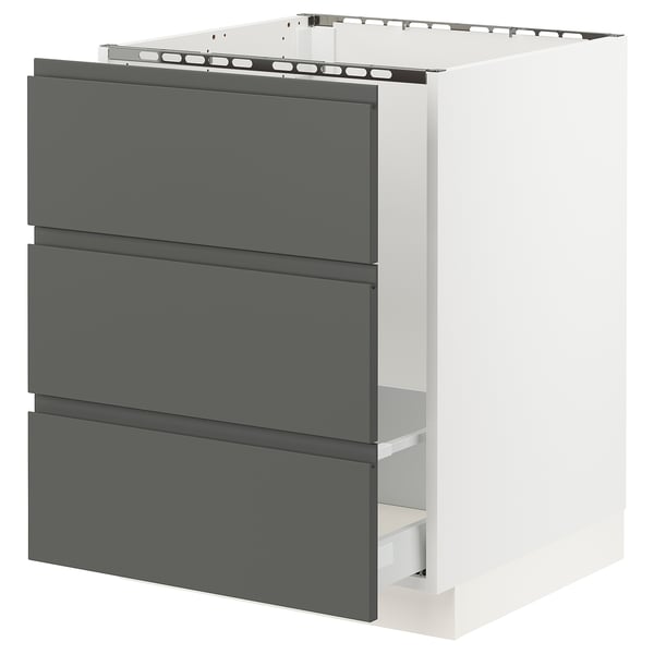 SEKTION Base cabinet f/sink & waste sorting, white Maximera/Voxtorp dark gray, 24x24x30 "