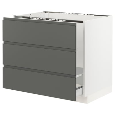 SEKTION Base cabinet f/sink & waste sorting, white Maximera/Voxtorp dark gray, 36x24x30 "