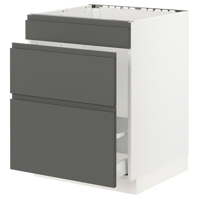 SEKTION Base cabinet f/sink & waste sorting, white Maximera/Voxtorp dark gray, 24x24x30 "