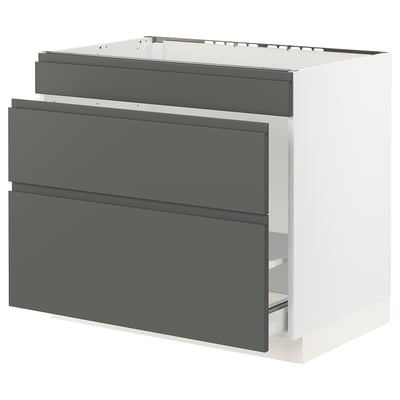 SEKTION Base cabinet f/sink & waste sorting, white Maximera/Voxtorp dark gray, 36x24x30 "
