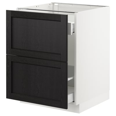 SEKTION Base cabinet for recycling, white Maximera/Lerhyttan black stained, 24x24x30 "