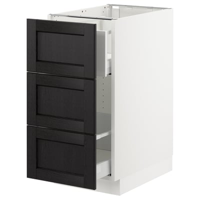 SEKTION Base cabinet for recycling, white Maximera/Lerhyttan black stained, 15x24x30 "
