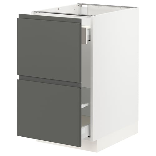 SEKTION kitchen cabinet in white and dark grey with two drawers, sleek design.