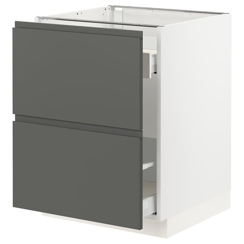 SEKTION kitchen unit, grey, square, two drawers, modern design.