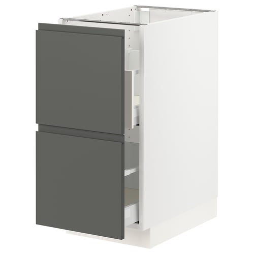 SEKTION kitchen cabinet in dark grey with smooth drawers.