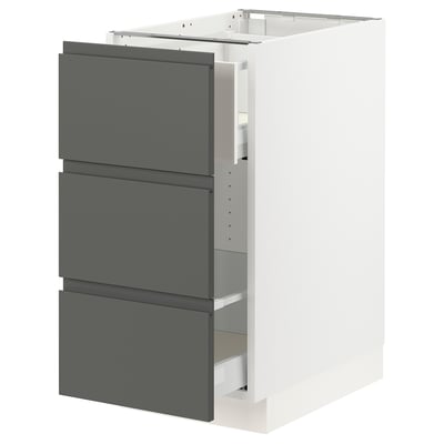 SEKTION Base cabinet for recycling, white Maximera/Voxtorp dark gray, 15x24x30 "