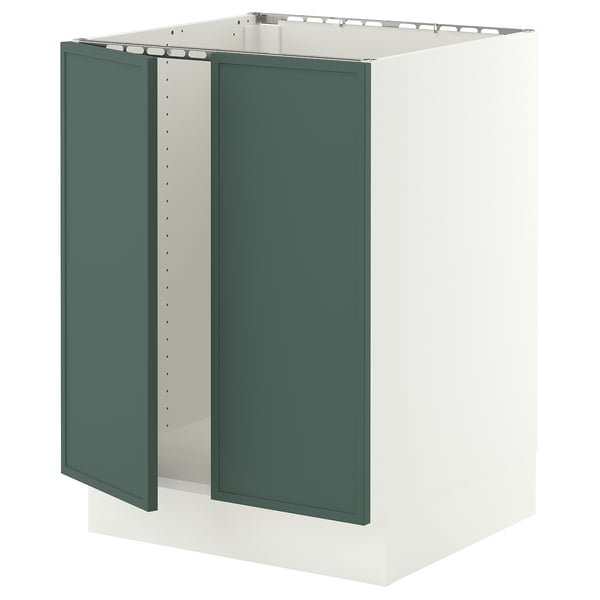 SEKTION Base cabinet for sink + 2 doors, white/Aspudden dark gray-green, 24x24x30 "